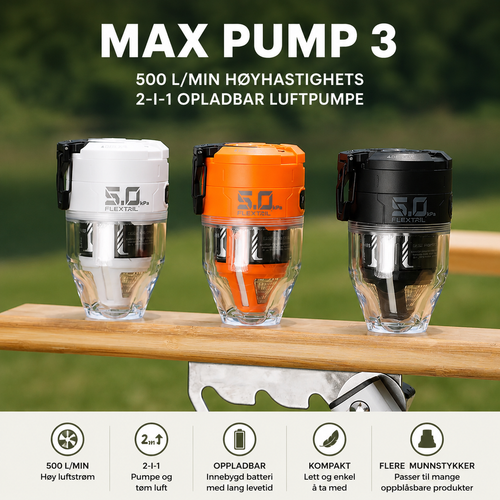 MAX PUMP 3 – Kraftig 2-i-1 oppladbar luftpumpe og lanterne